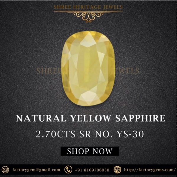 2.70 Carat Natural Yellow Sapphire Stone
