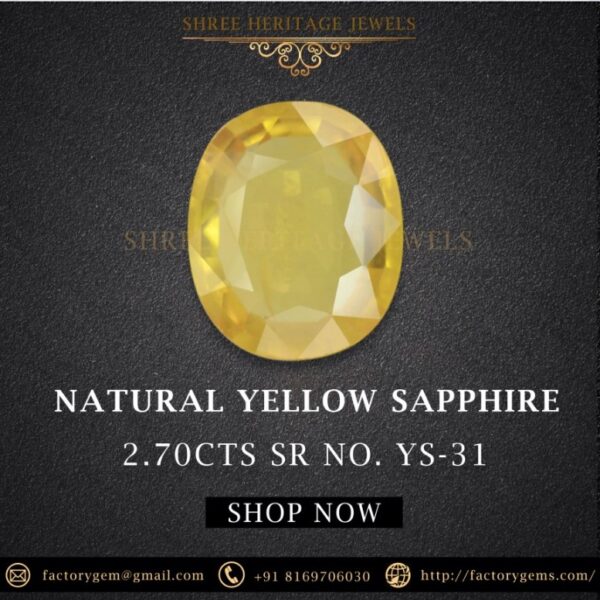 2.70 Carat Natural Yellow Sapphire Stone