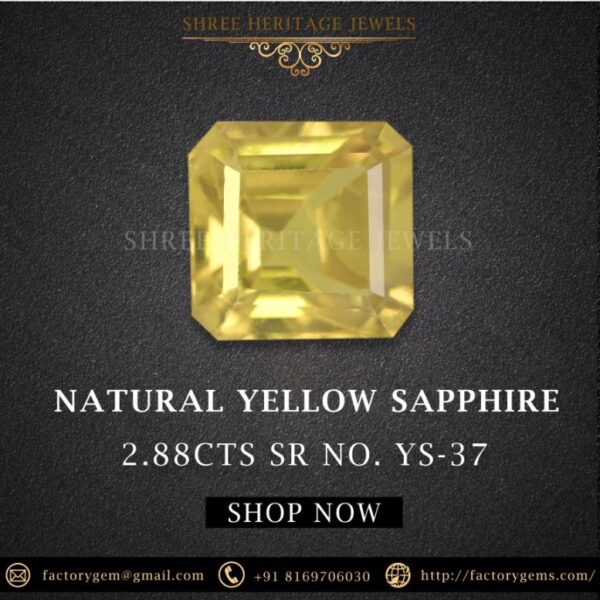 2.88 Carat Natural Yellow Sapphire Stone