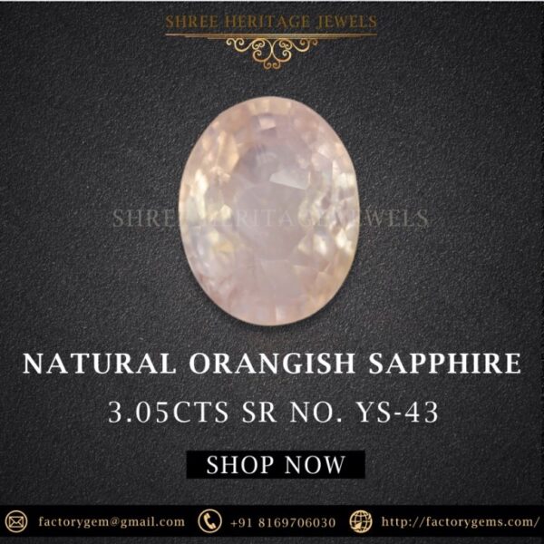3.05 Carat Natural Orange Sapphire Stone