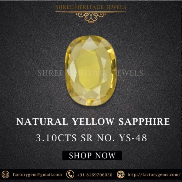 3.10 Carat Natural Yellow Sapphire Stone