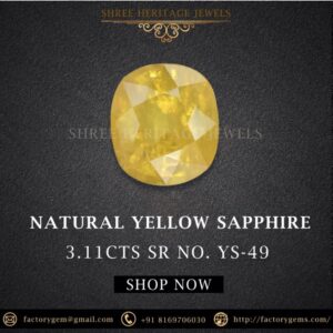 3.11 Carat Natural Yellow Sapphire Stone