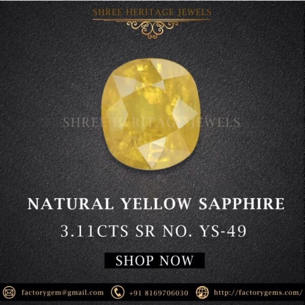 3.11 Carat Natural Yellow Sapphire Stone