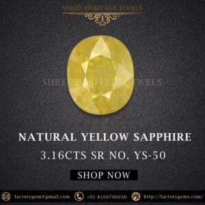 3.16 Carat Natural Yellow Sapphire Stone
