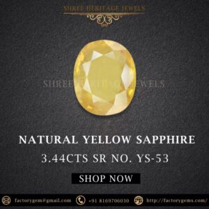 3.44 Carat Natural Yellow Sapphire Stone