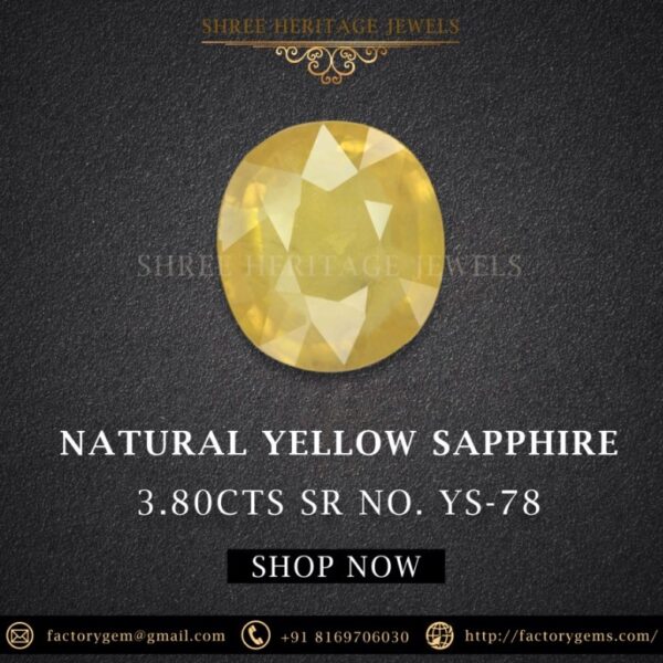 3.80 Carat Natural Yellow Sapphire Stone