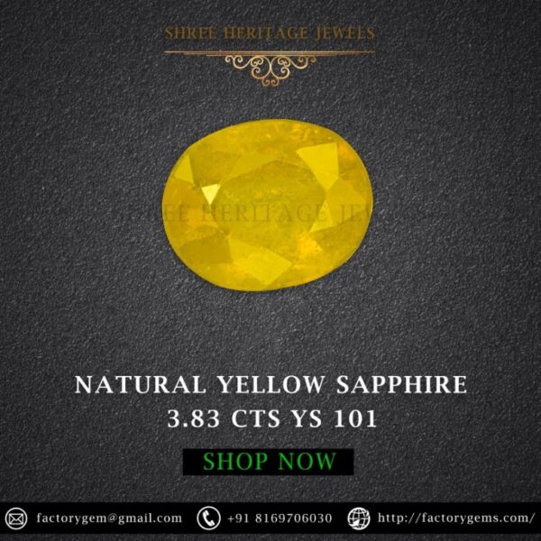 3.83 Carat Natural Yellow Sapphire Stone