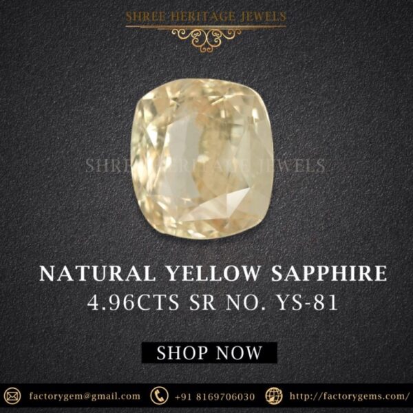 4.96 Carat Natural Yellow Sapphire Stone