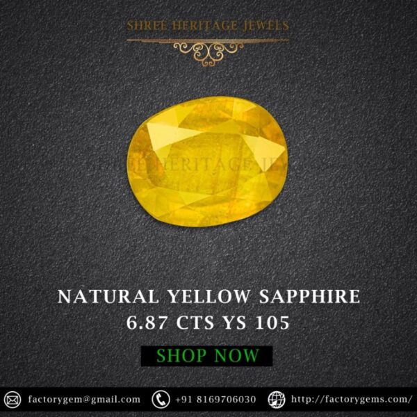 6.87 Carat Natural Yellow Sapphire Stone