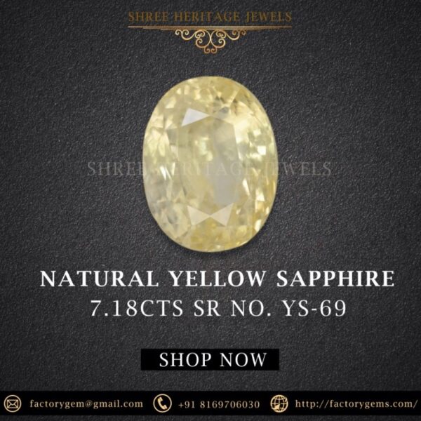 7.18 Carat Natural Yellow Sapphire Stone