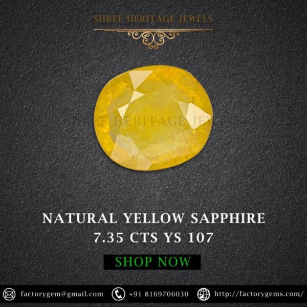 7.35 Carat Natural Yellow Sapphire Stone