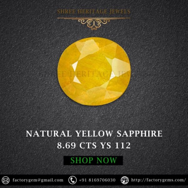 8.69 Carat Natural Yellow Sapphire Stone