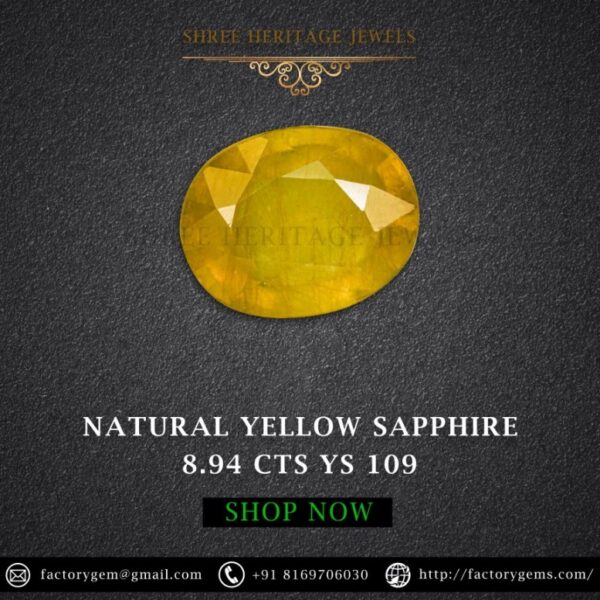 8.94 Carat Natural Yellow Sapphire Stone