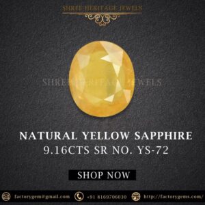 9.16 Carat Natural Yellow Sapphire Stone