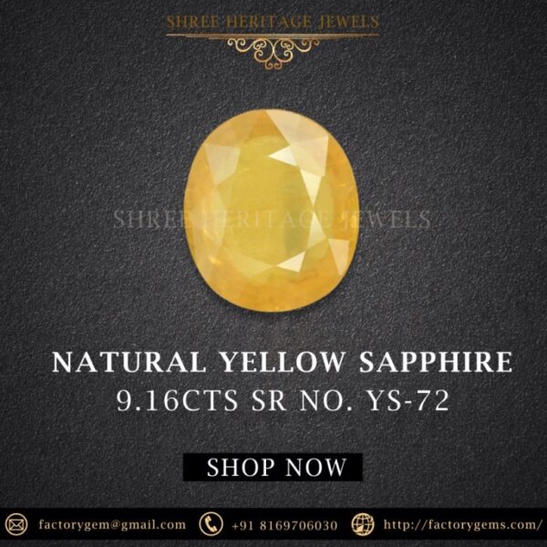 9.16 Carat Natural Yellow Sapphire Stone