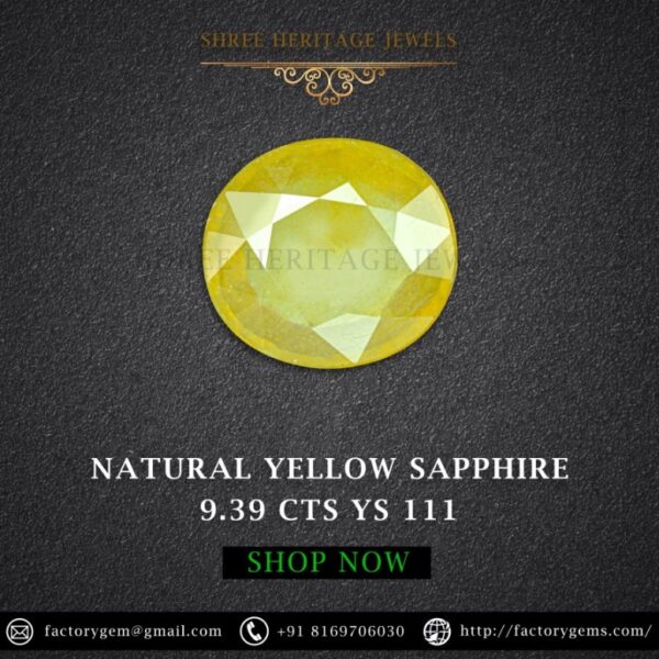 9.39 Carat Natural Yellow Sapphire Stone