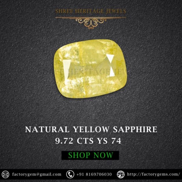 9.72 Carat Natural Yellow Sapphire Stone