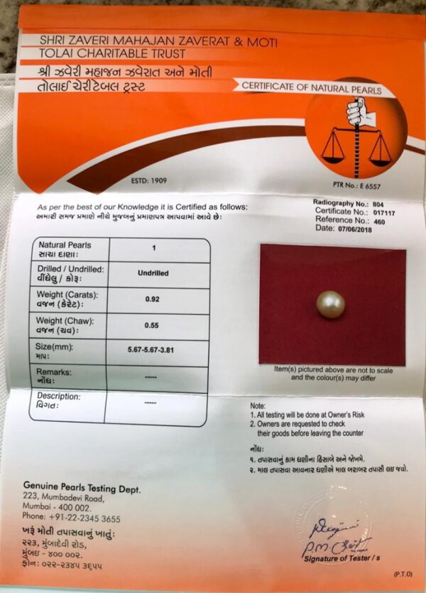 0.92 Carat Natural Basra Pearl Stone - Image 2