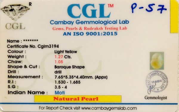 1.27 Carat Natural Pearl Stone - Image 2