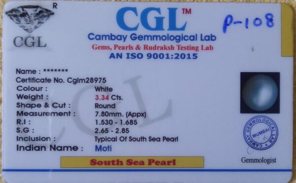 3.34 Carat Natural Pearl Stone - Image 2