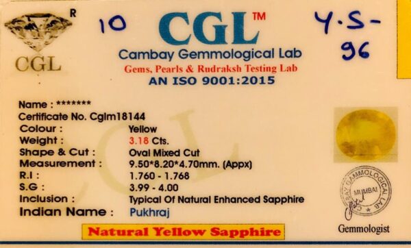 3.18 Carat Natural Yellow Sapphire Stone - Image 2