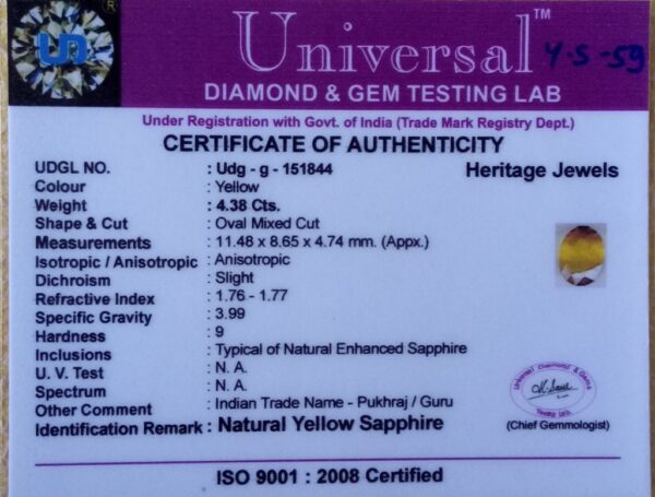 4.38 Carat Natural Yellow Sapphire Stone - Image 2