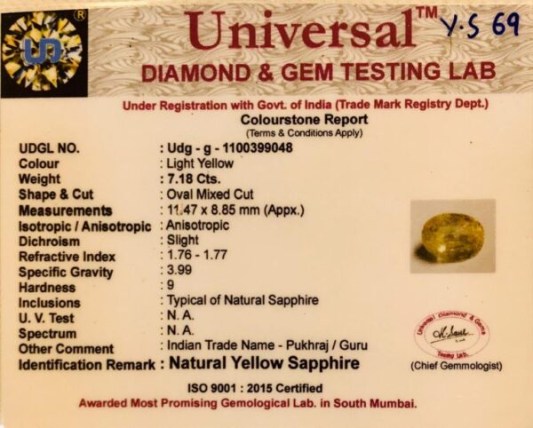 7.18 Carat Natural Yellow Sapphire Stone - Image 2