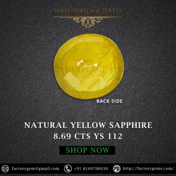 8.69 Carat Natural Yellow Sapphire Stone - Image 3