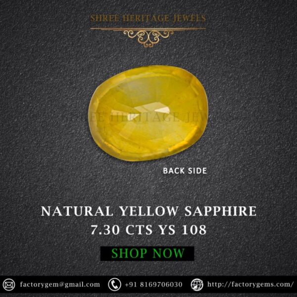 7.30 Carat Natural Yellow Sapphire Stone - Image 3