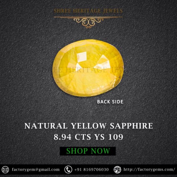 8.94 Carat Natural Yellow Sapphire Stone - Image 2