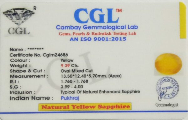 9.39 Carat Natural Yellow Sapphire Stone - Image 2