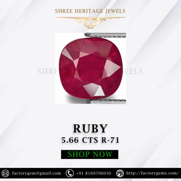 5.66 Carat Natural Ruby Stone