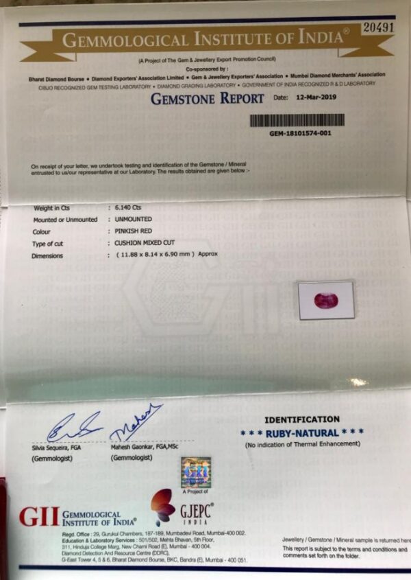 6.14 Carat Natural Old Burma Ruby - Image 2