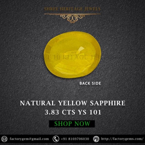 3.83 Carat Natural Yellow Sapphire Stone - Image 2