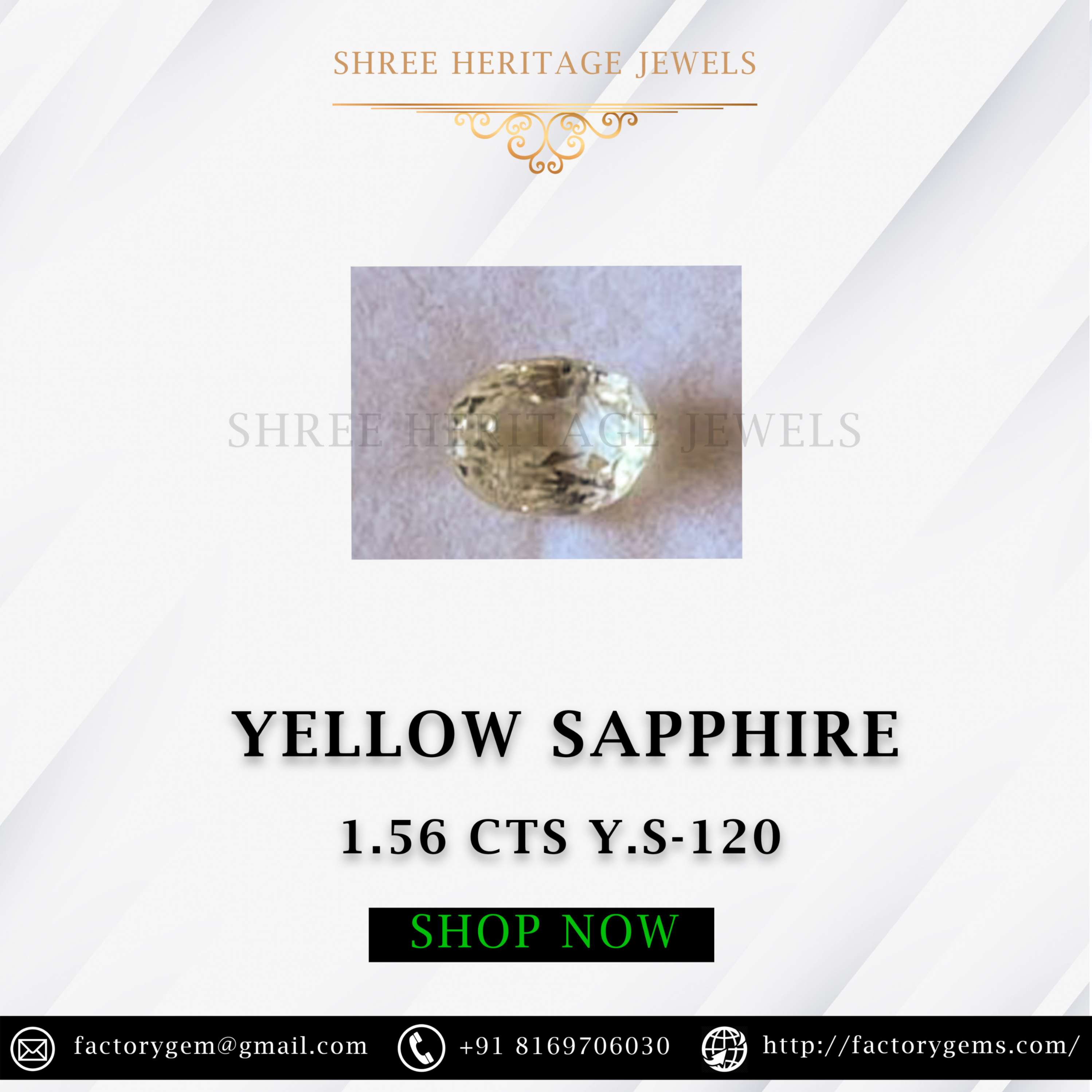 1.56 Carat Natural Yellow Sapphire Stone