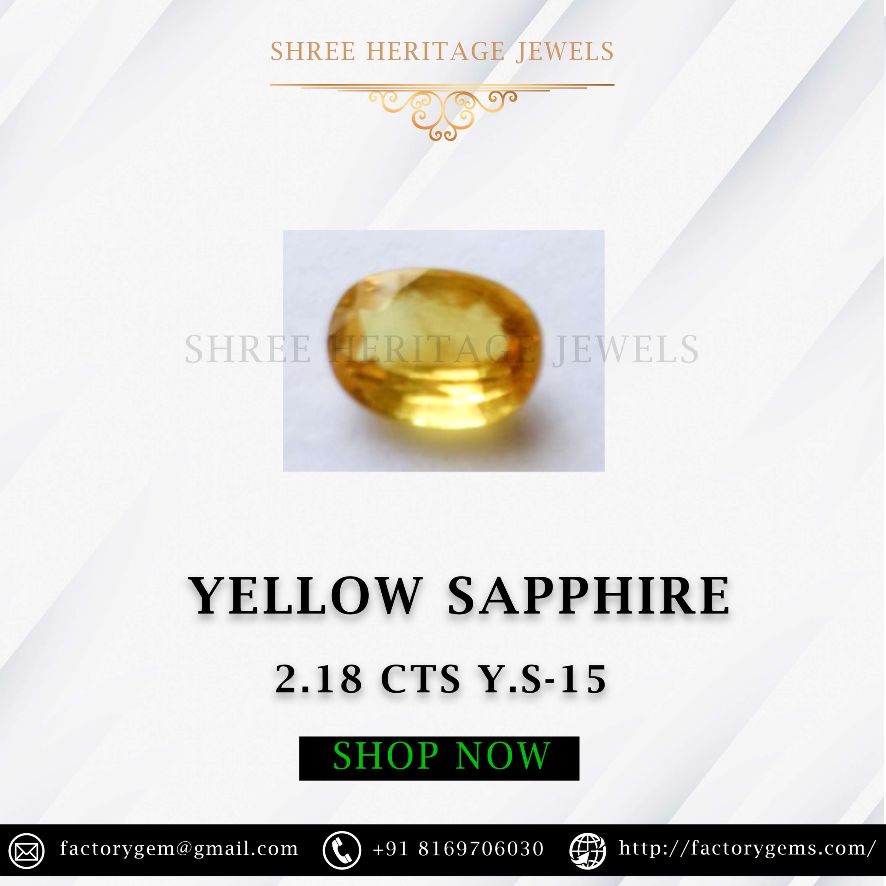 2.18 Carat Natural Yellow Sapphire Stone