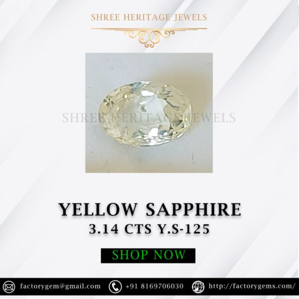 3.14 Carat Natural Yellow Sapphire Stone