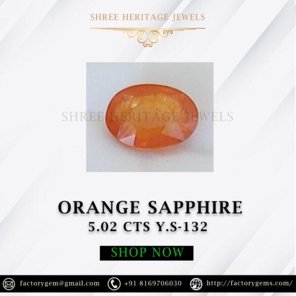 5.02 Carat Natural Orange Sapphire Stone
