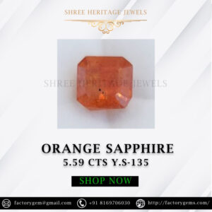 5.59 Carat Natural Orange Sapphire Stone