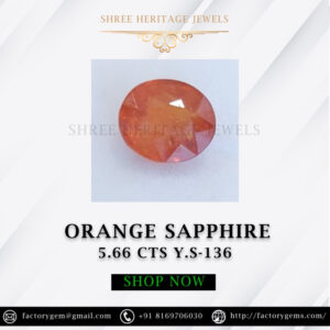 5.66 Carat Natural Orange Sapphire Stone
