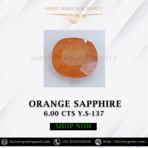 6.00 Carat Natural Orange Sapphire Stone