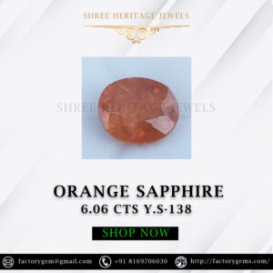 6.06 Carat Natural Orange Sapphire Stone