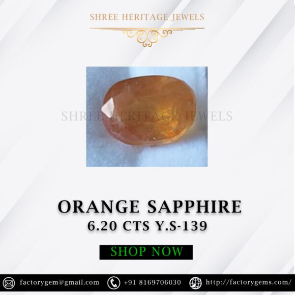 6.20 Carat Natural Orange Sapphire Stone