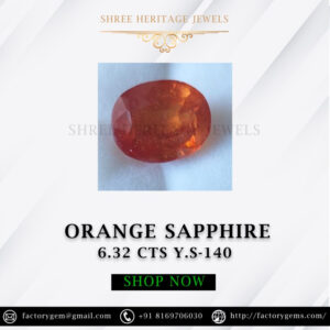 6.32 Carat Natural Orange Sapphire Stone