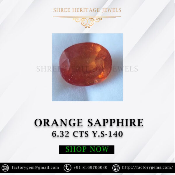 6.32 Carat Natural Orange Sapphire Stone