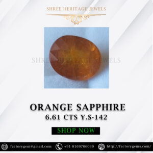 6.61 Carat Natural Orange Sapphire Stone