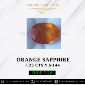 7.23 Carat Natural Orange Sapphire Stone