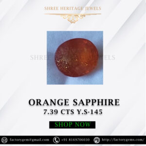 7.39 Carat Natural Orange Sapphire Stone