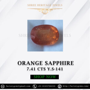 7.41 Carat Natural Orange Sapphire Stone