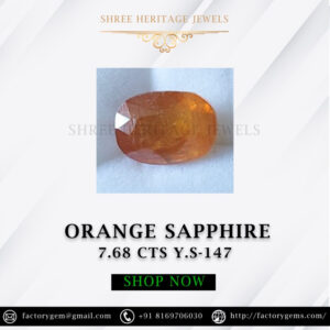 7.68 Carat Natural Orange Sapphire Stone